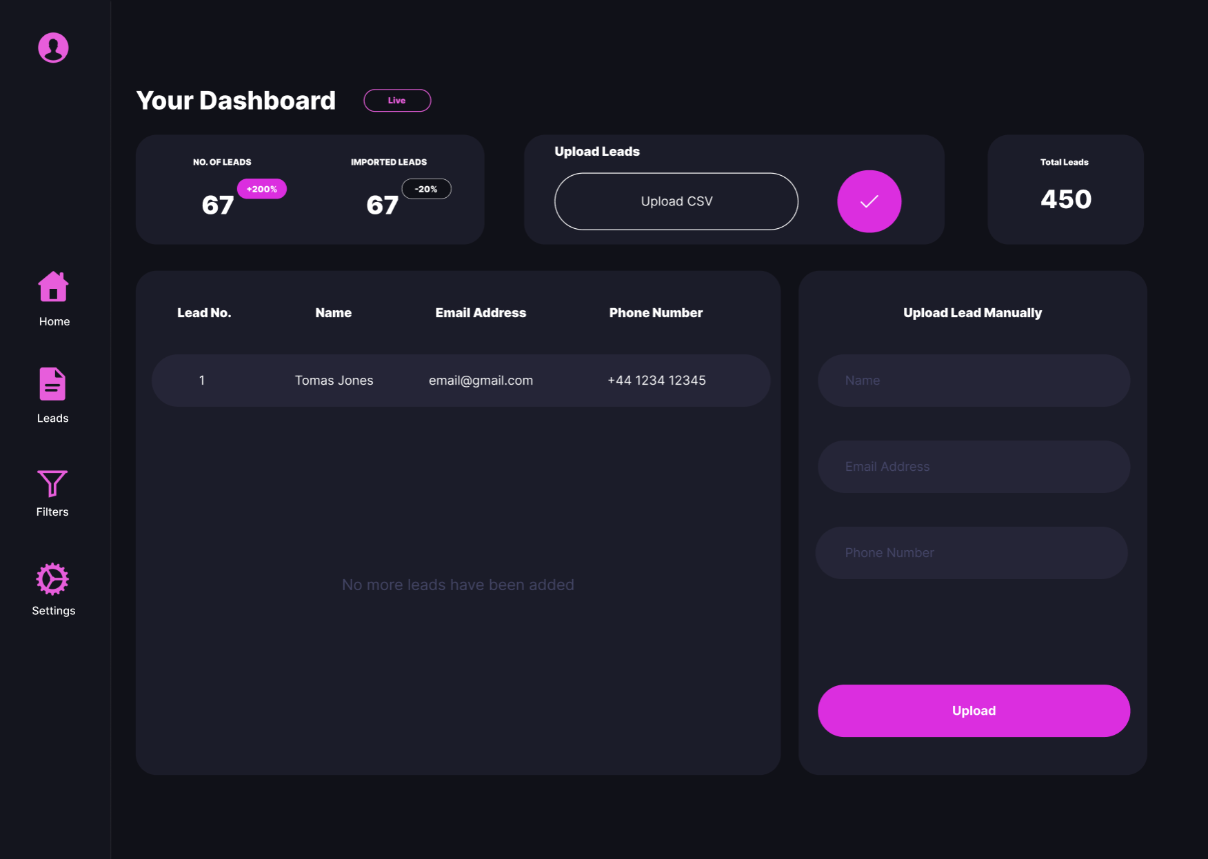 Instagram Lead Scraper dashboard